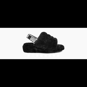 Ugg Fluffy Black Slides